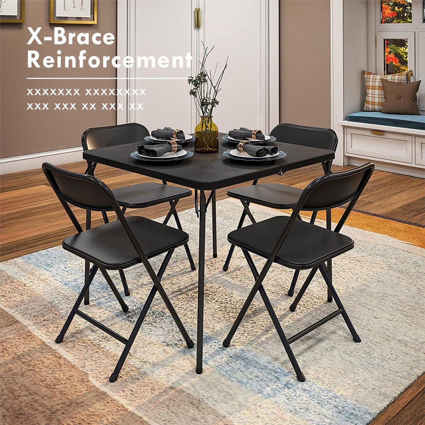 4 Pack Plastic Folding Chairs Black