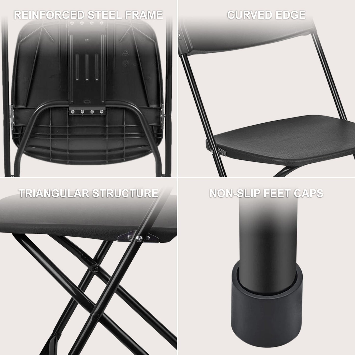 4 Pack Plastic Folding Chairs Black