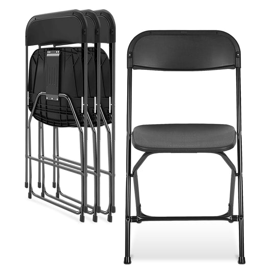 4 Pack Plastic Folding Chairs Black