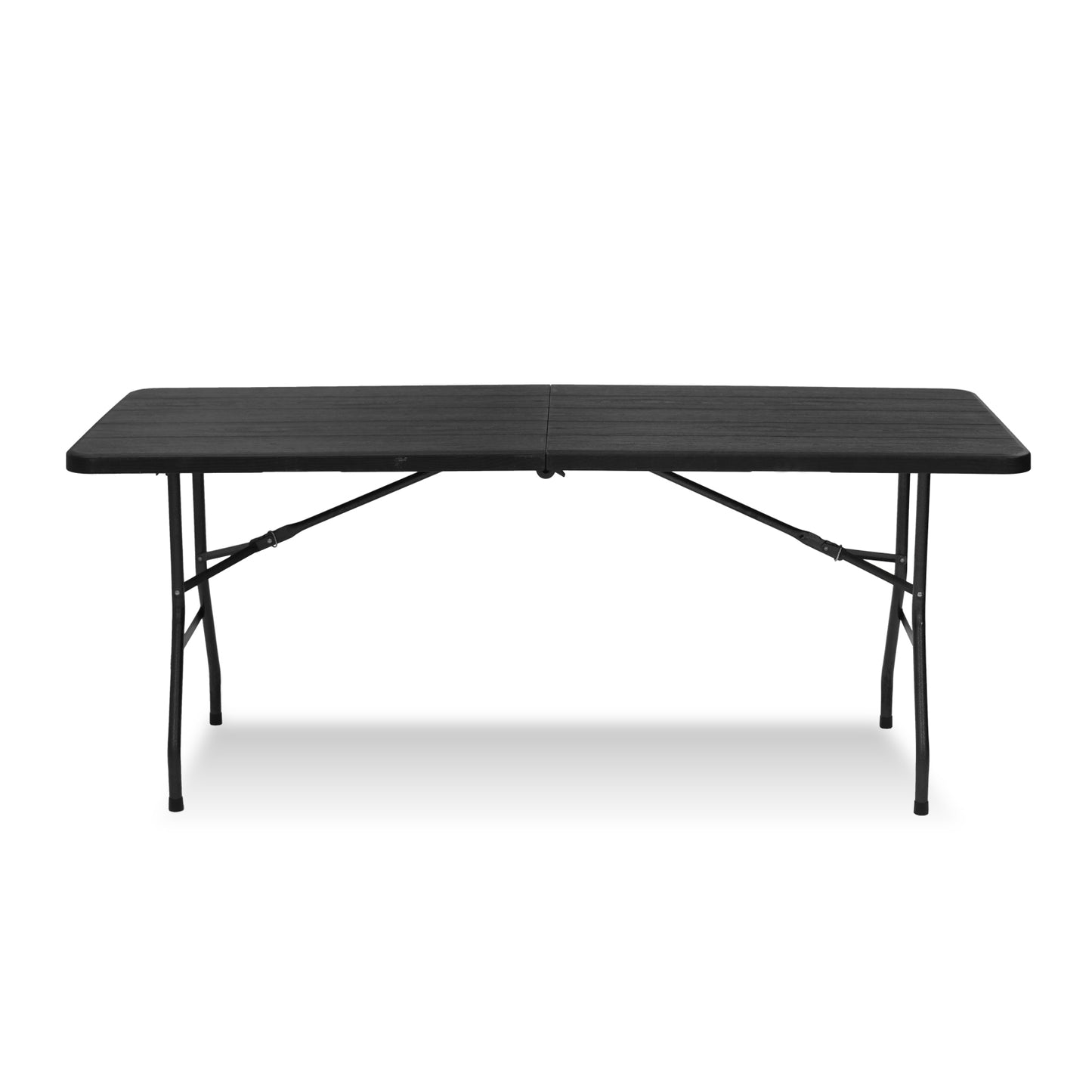 6 Foot Rectangular Folding Table Black Wood Style