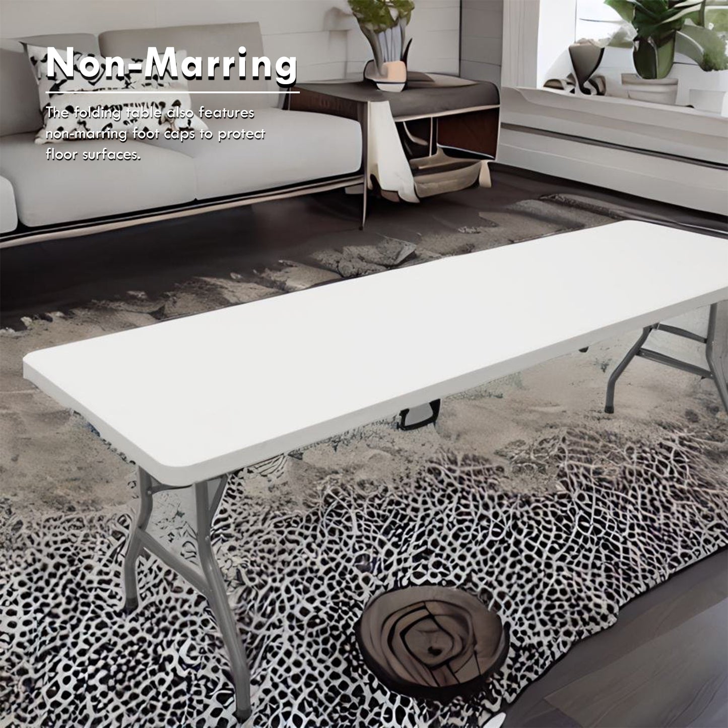 8 Foot Rectangular Folding Table White