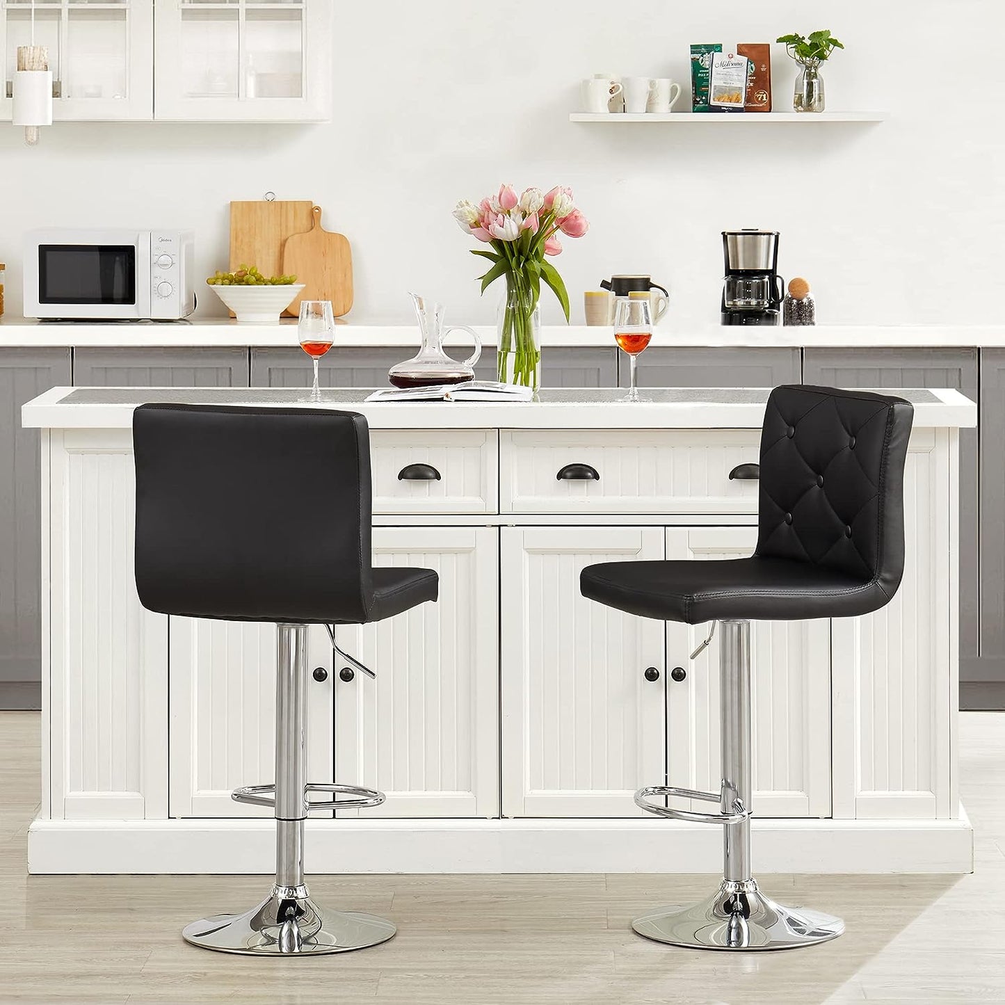 Leather Bar Stool with Back (Pack of 2)