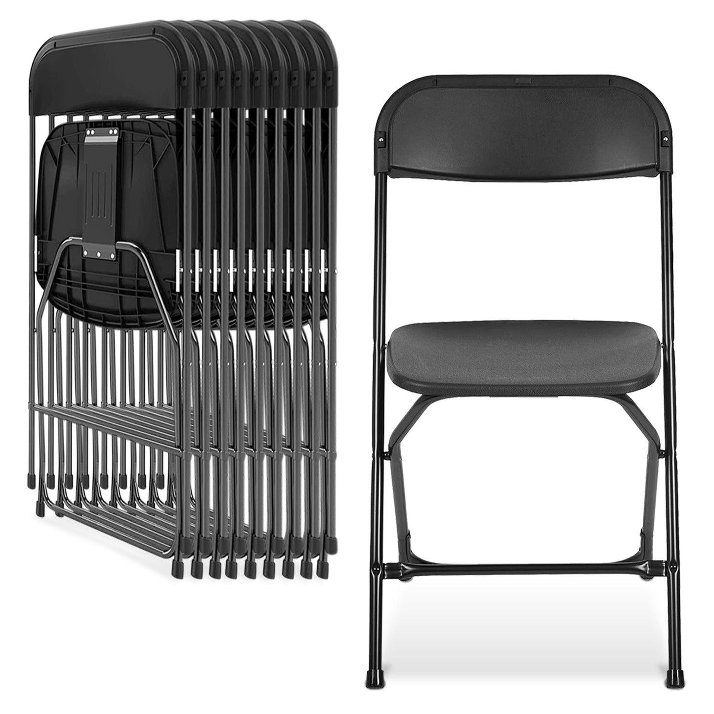 10 Pack Plastic Folding Chairs Black