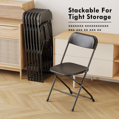 10 Pack Plastic Folding Chairs Black