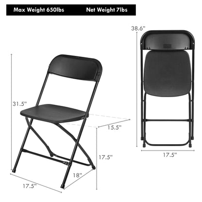 10 Pack Plastic Folding Chairs Black