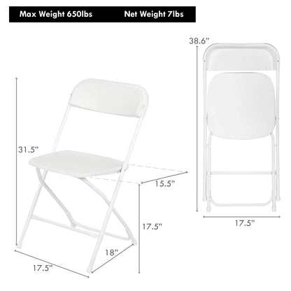 10 Pack Plastic Folding Chairs White