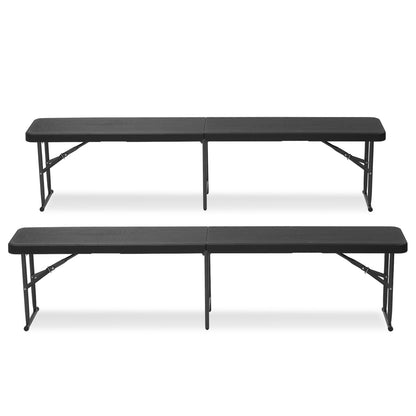 6FT Portable Folding Benches Black Wood Style