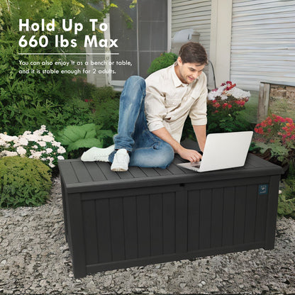 120 Gallon Outdoor Storage Deck Box Black