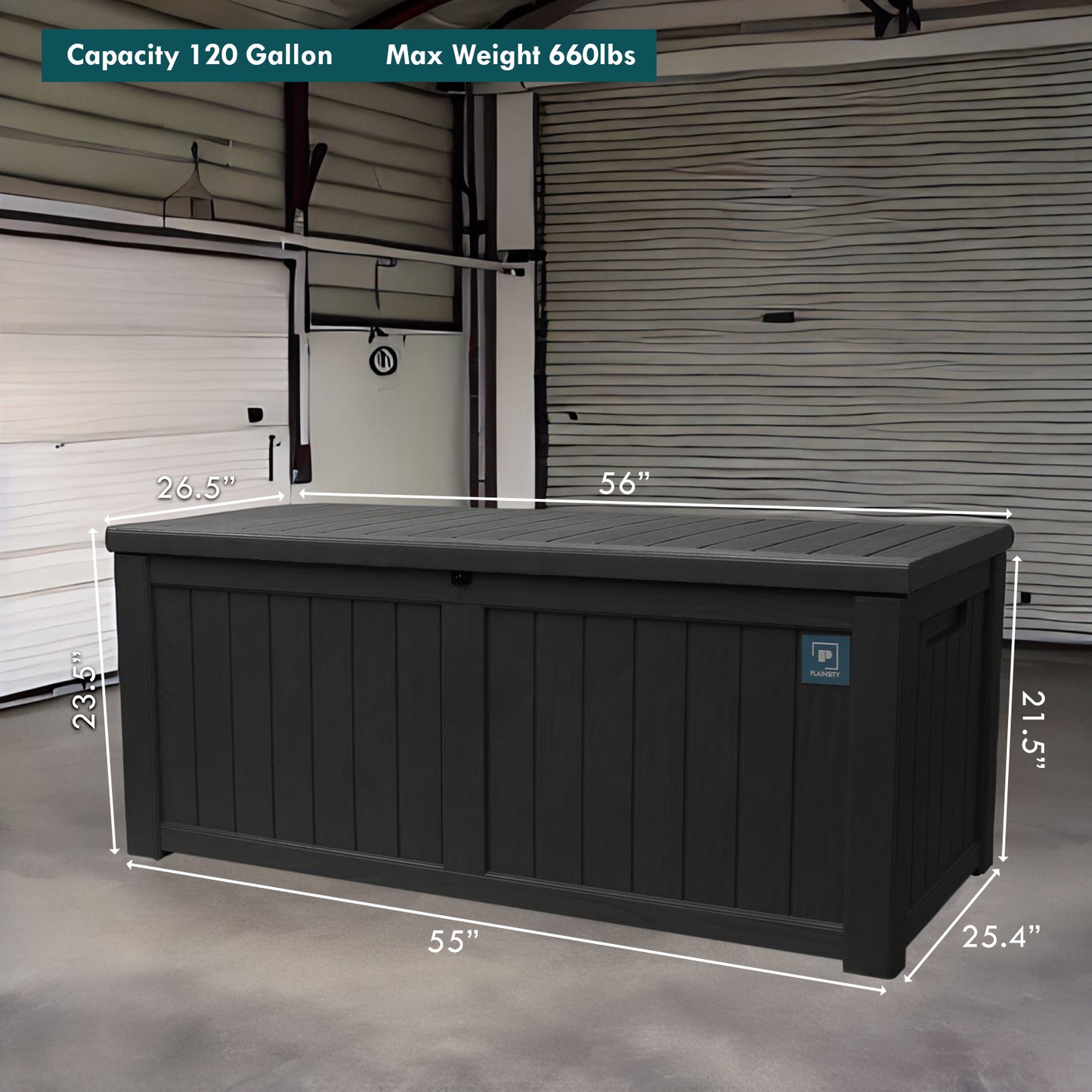 120 Gallon Outdoor Storage Deck Box Black