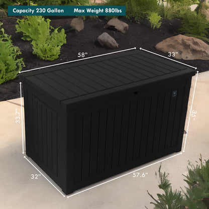 230 Gallon Outdoor Storage Deck Box Black