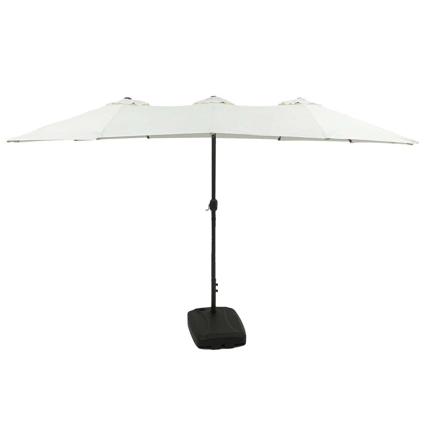 15FT Large Patio Umbrella Cream White with Heavy Duty Rolling Base