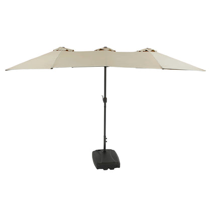 15FT Large Patio Umbrella Beige with Heavy Duty Rolling Base