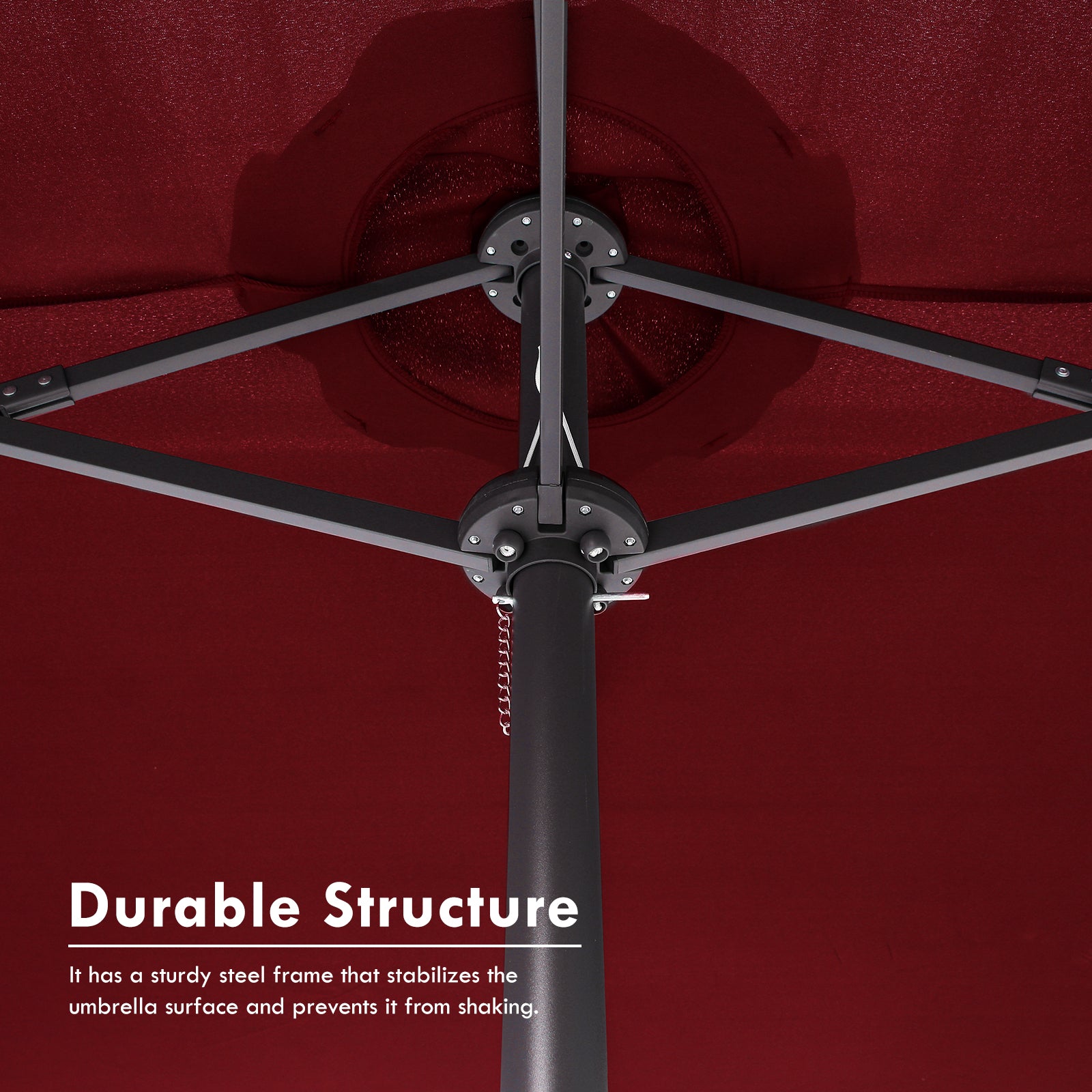 large sturdy patio umbrella 15FT Large Patio Umbrella Burgundy with Heavy Duty Rolling Base – Plainsity